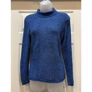Talbots Sweater Women's Blue Mock Neck Pullover Long Sleeve Small
